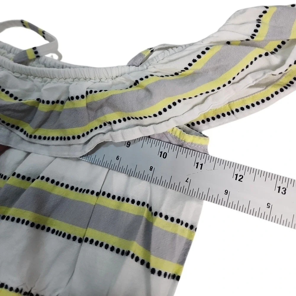 Janie and Jack Cold Shoulder Dress Kids Size 5 Yellow Striped Ruffle Summer